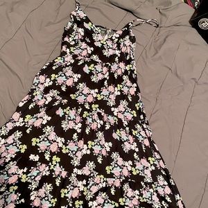 Wild Fable black floral midi sun dress